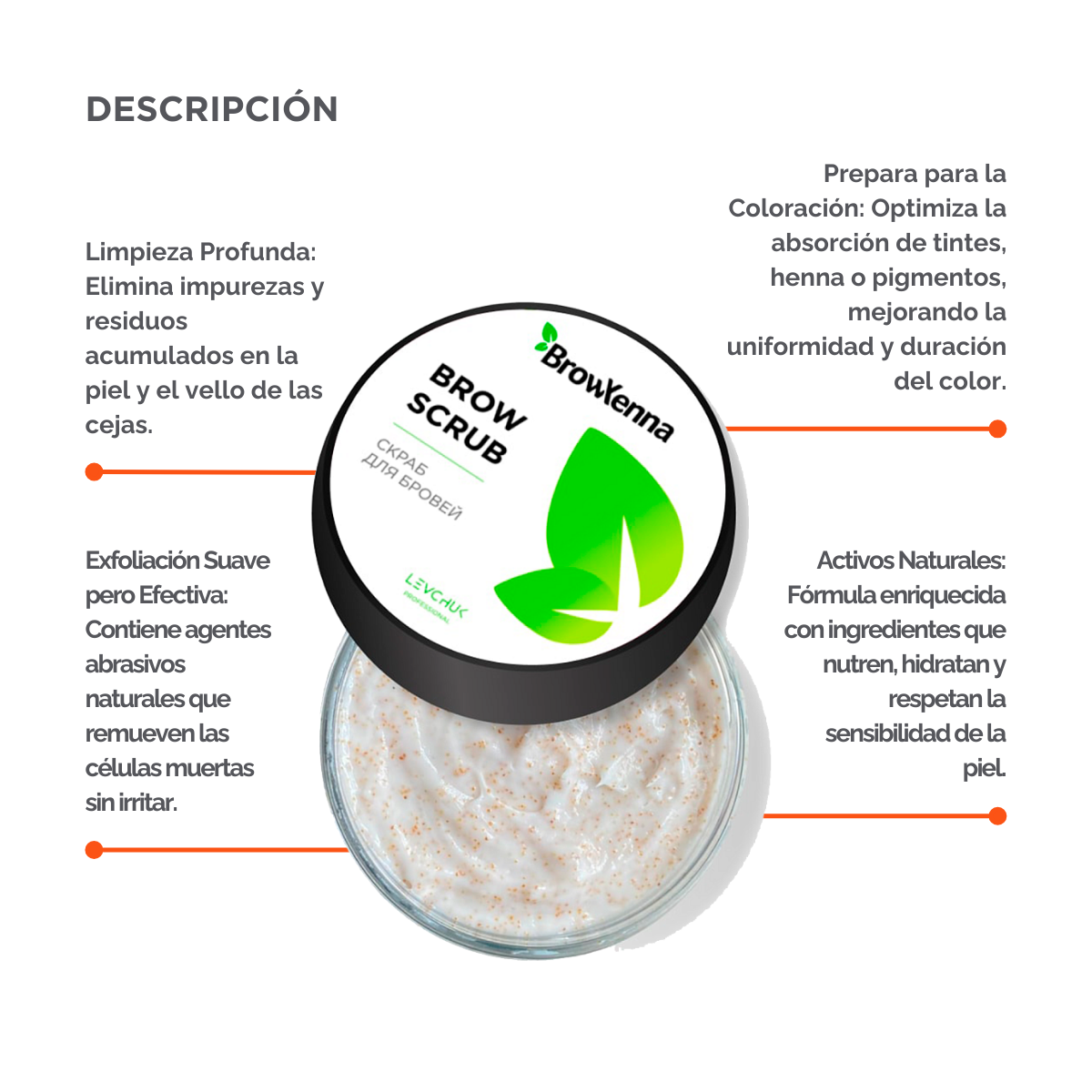 BrowXenna Enzyme Brow Scrub exfoliante profesional cejas limpieza suave pre‑tinte henna salon beauty 50 g envase