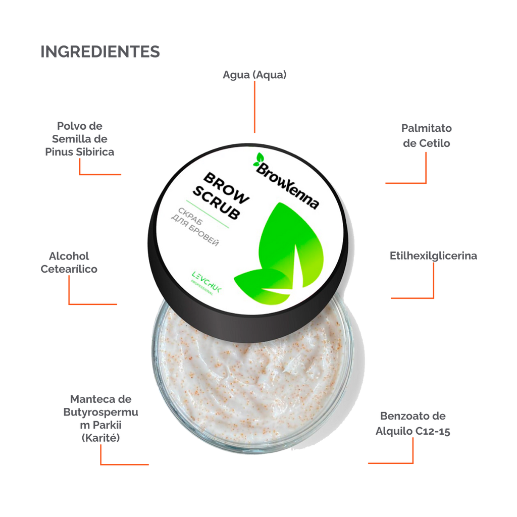 BrowXenna Enzyme Brow Scrub exfoliante profesional cejas limpieza suave pre‑tinte henna salon beauty 50 g envase
