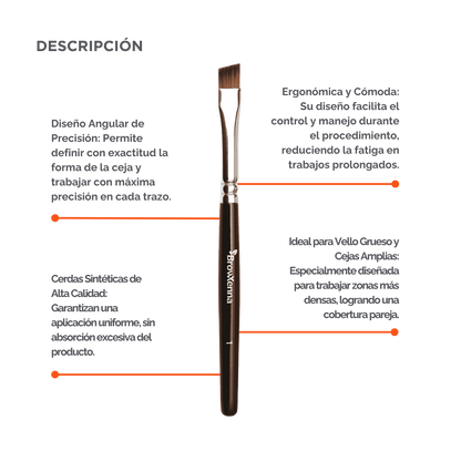Brush superfine #1, BrowXenna® cerdas ultra finas y mango ergonómico diseñados para aplicación precisa de henna y maquillaje en cejas para técnicos de belleza exigentes.