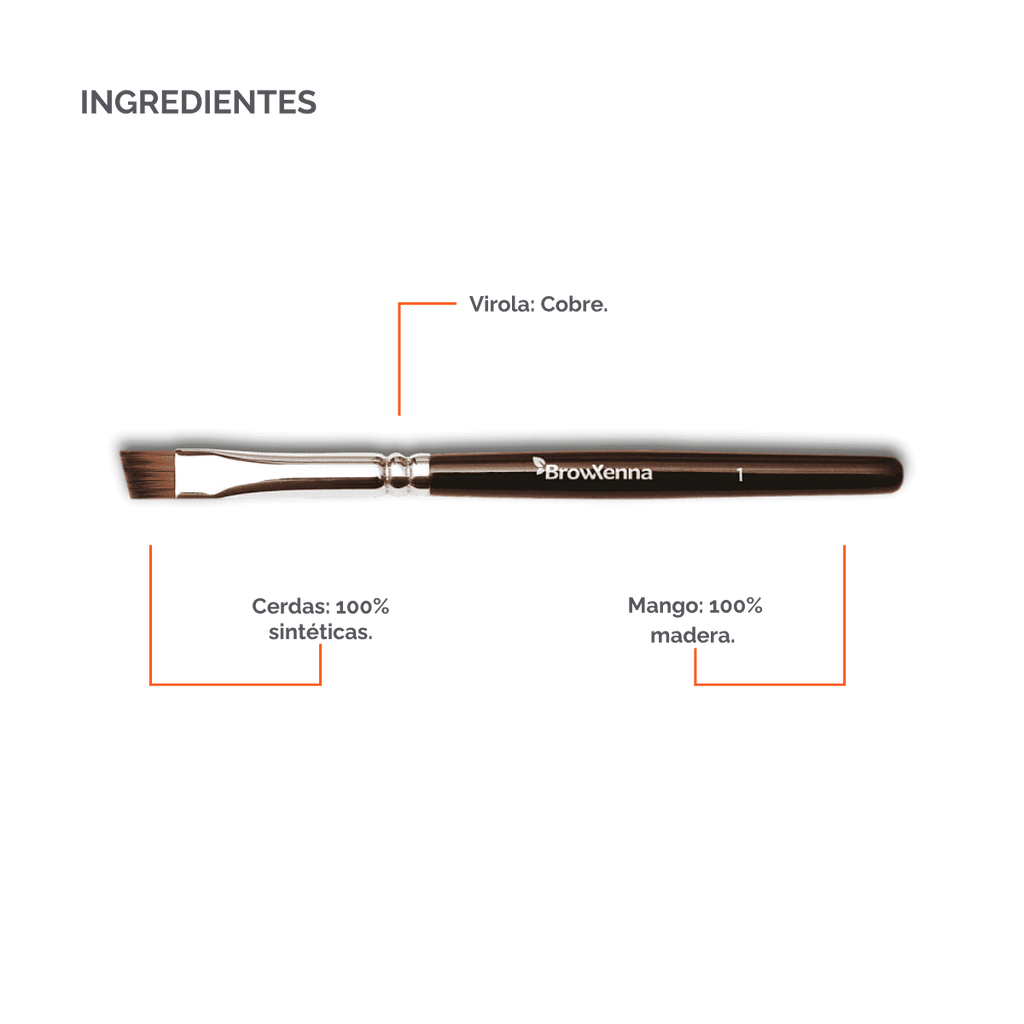 Brush superfine #1, BrowXenna® cerdas ultra finas y mango ergonómico diseñados para aplicación precisa de henna y maquillaje en cejas para técnicos de belleza exigentes.