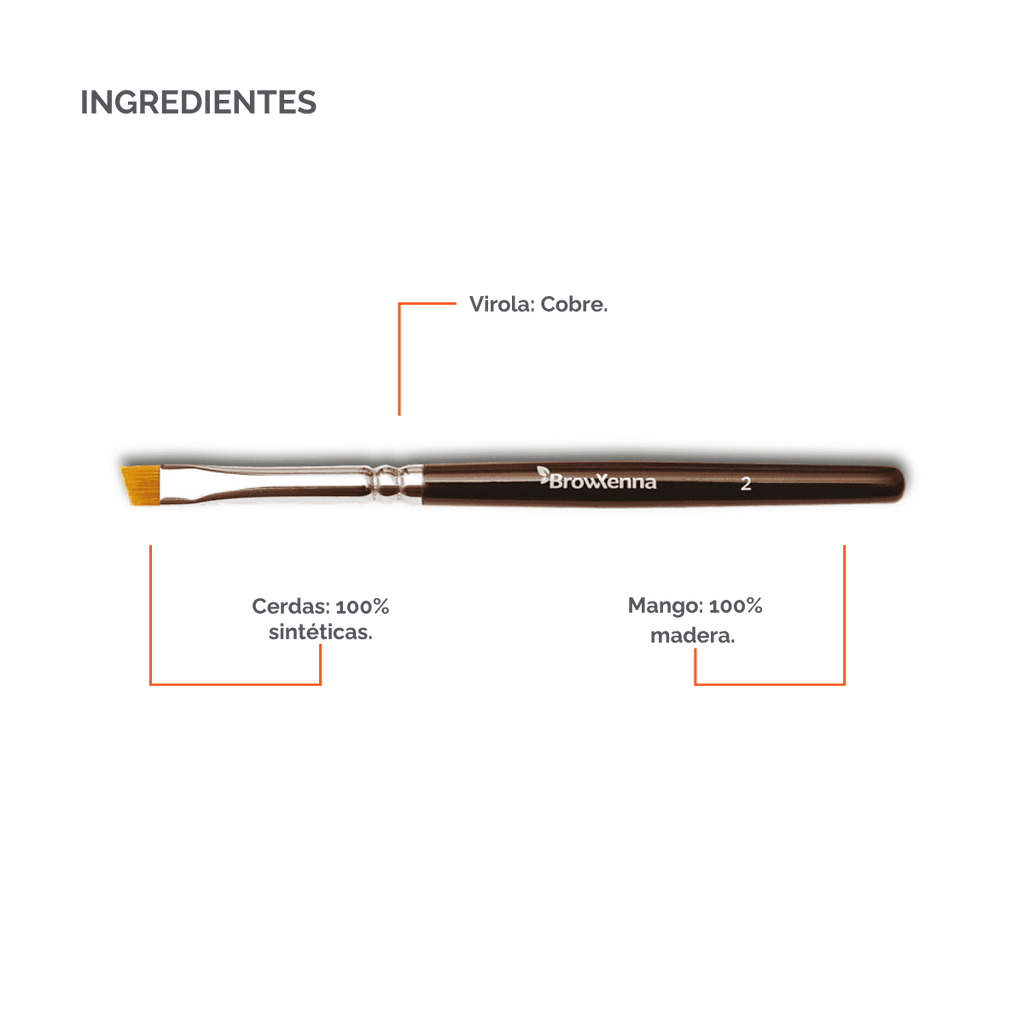 Brush superfine #2, BrowXenna® cerdas ultra finas y mango ergonómico diseñados para aplicación precisa de henna y maquillaje en cejas para técnicos de belleza exigentes.