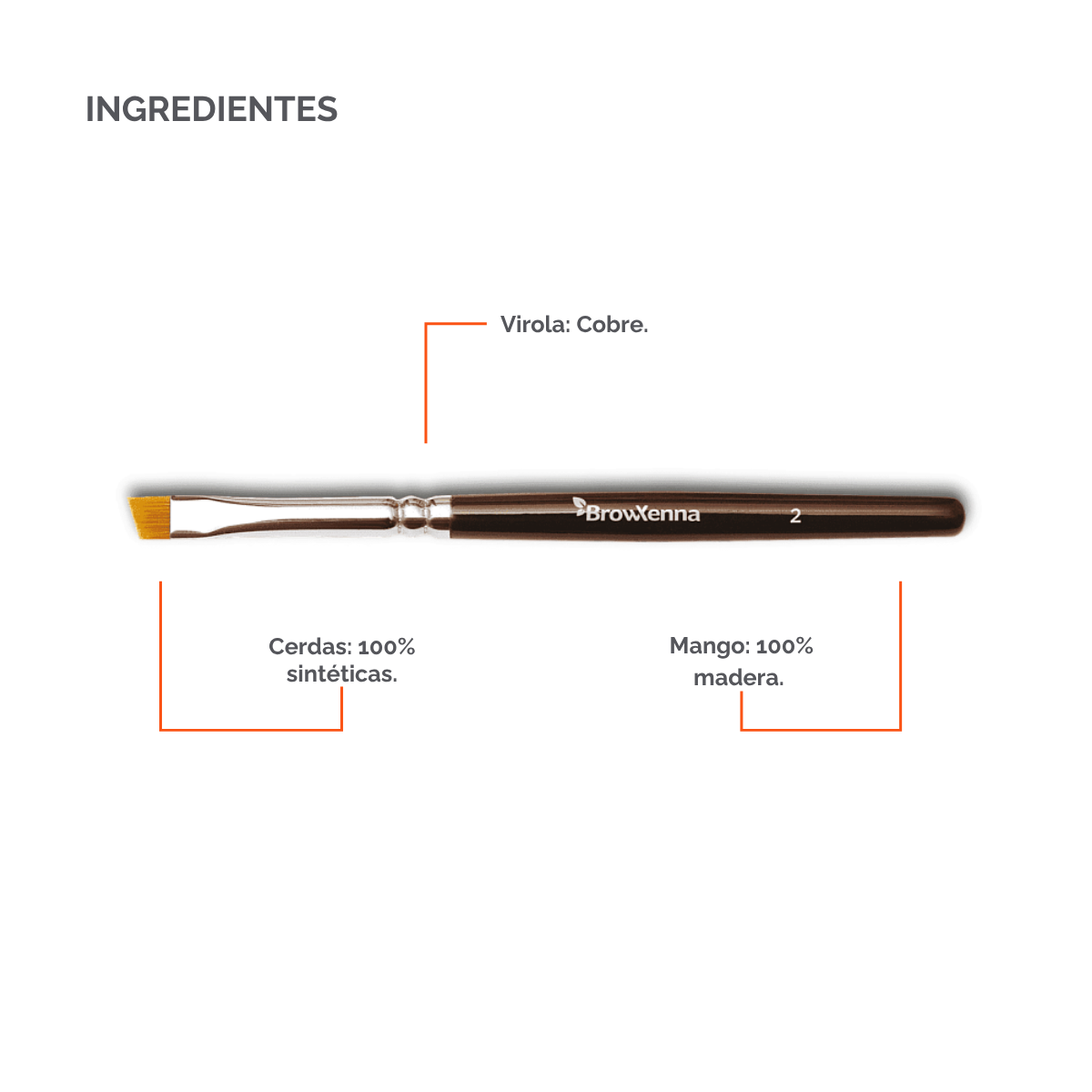 Brush superfine #2, BrowXenna® cerdas ultra finas y mango ergonómico diseñados para aplicación precisa de henna y maquillaje en cejas para técnicos de belleza exigentes.