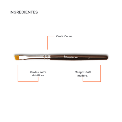 Brush superfine #2, BrowXenna® cerdas ultra finas y mango ergonómico diseñados para aplicación precisa de henna y maquillaje en cejas para técnicos de belleza exigentes.