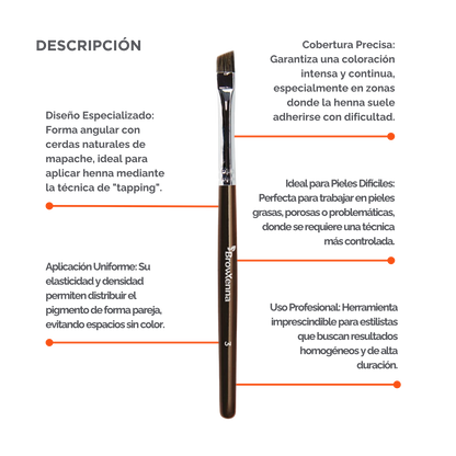 Brush superfine #3, BrowXenna® cerdas ultra finas y mango ergonómico diseñados para aplicación precisa de henna y maquillaje en cejas para técnicos de belleza exigentes.