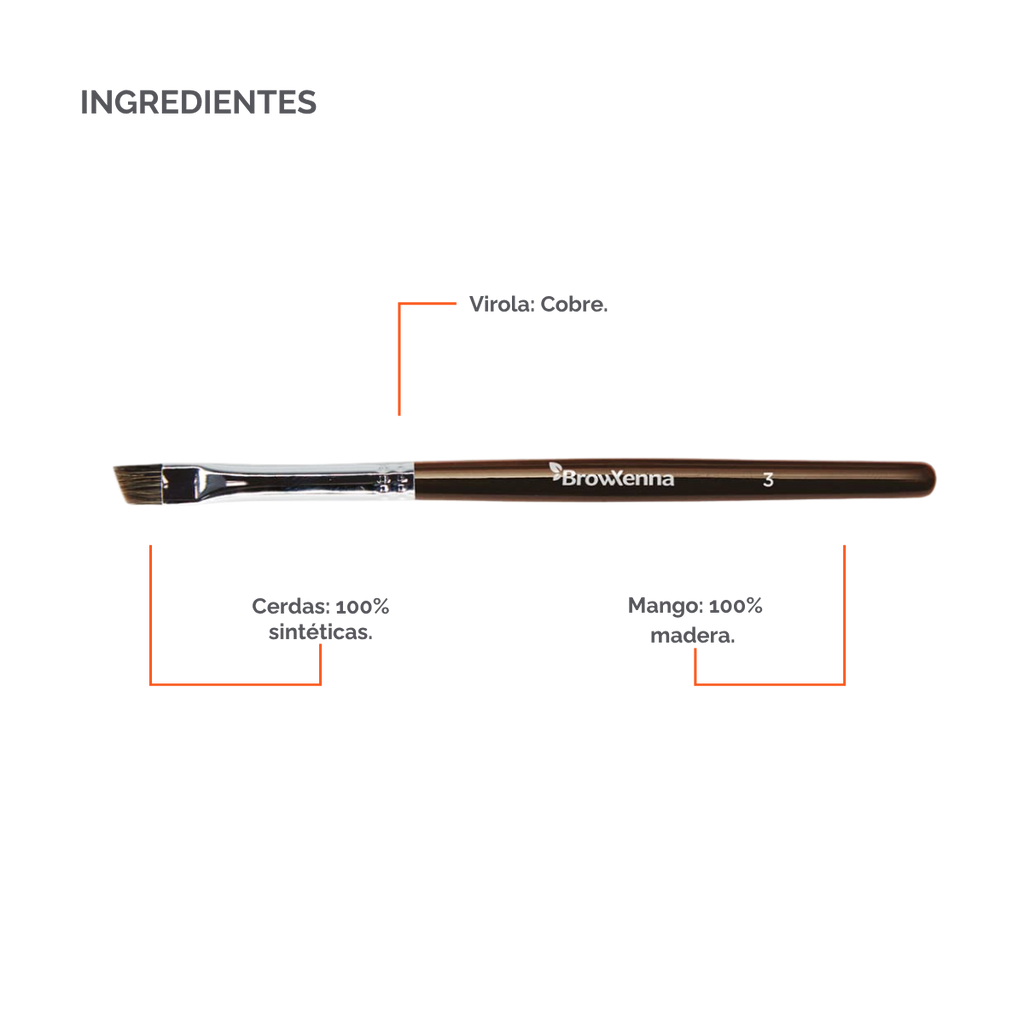 Brush superfine #3, BrowXenna® cerdas ultra finas y mango ergonómico diseñados para aplicación precisa de henna y maquillaje en cejas para técnicos de belleza exigentes.