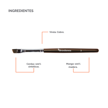 Brush superfine #3, BrowXenna® cerdas ultra finas y mango ergonómico diseñados para aplicación precisa de henna y maquillaje en cejas para técnicos de belleza exigentes.