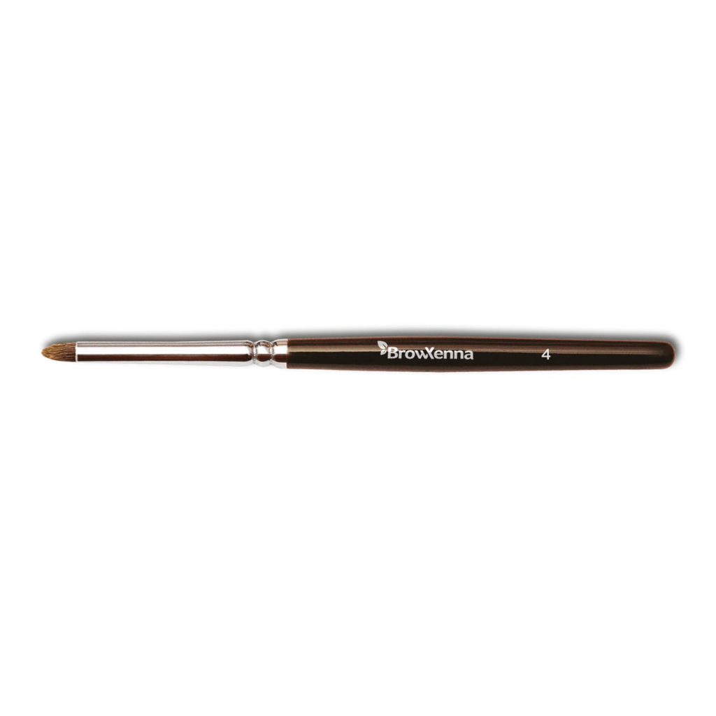 Brush superfine #4, BrowXenna® cerdas ultra finas y mango ergonómico diseñados para aplicación precisa de henna y maquillaje en cejas para técnicos de belleza exigentes.
