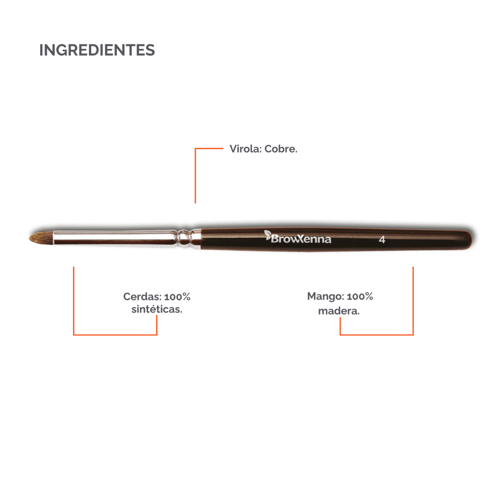 Brush superfine #4, BrowXenna® cerdas ultra finas y mango ergonómico diseñados para aplicación precisa de henna y maquillaje en cejas para técnicos de belleza exigentes.