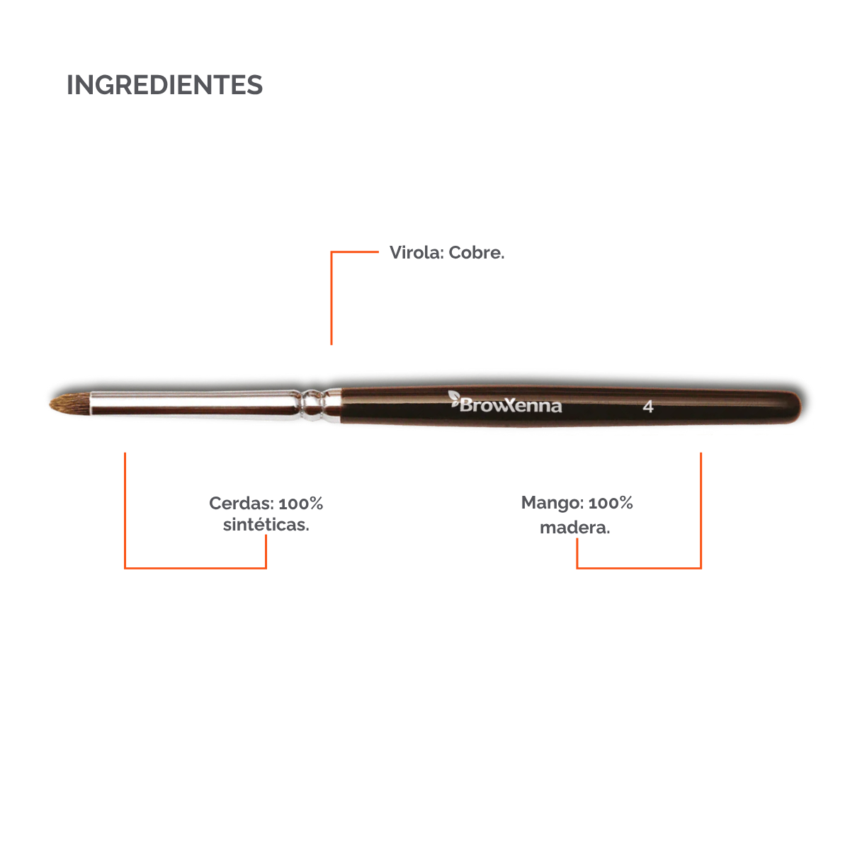 Brush superfine #4, BrowXenna® cerdas ultra finas y mango ergonómico diseñados para aplicación precisa de henna y maquillaje en cejas para técnicos de belleza exigentes.
