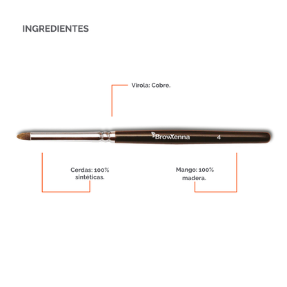 Brush superfine #4, BrowXenna® cerdas ultra finas y mango ergonómico diseñados para aplicación precisa de henna y maquillaje en cejas para técnicos de belleza exigentes.