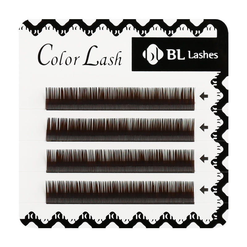 Pestañas de visón marrón oscuro de BL Lashes, 4 líneas, volumen natural y textura suave.