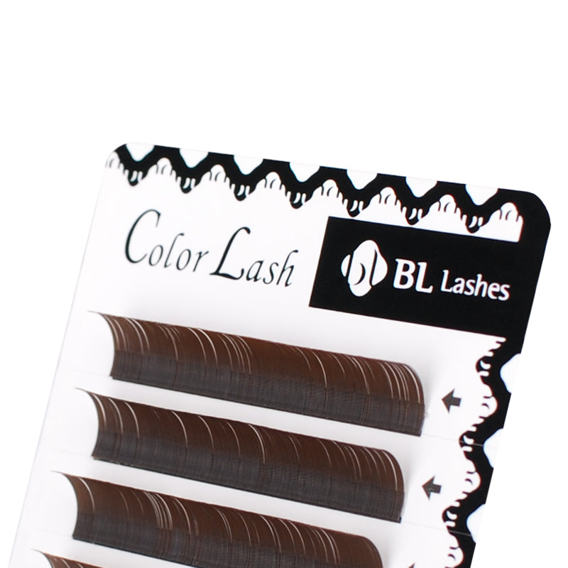 Pestañas de visón marrón oscuro de BL Lashes, 4 líneas, volumen natural y textura suave.