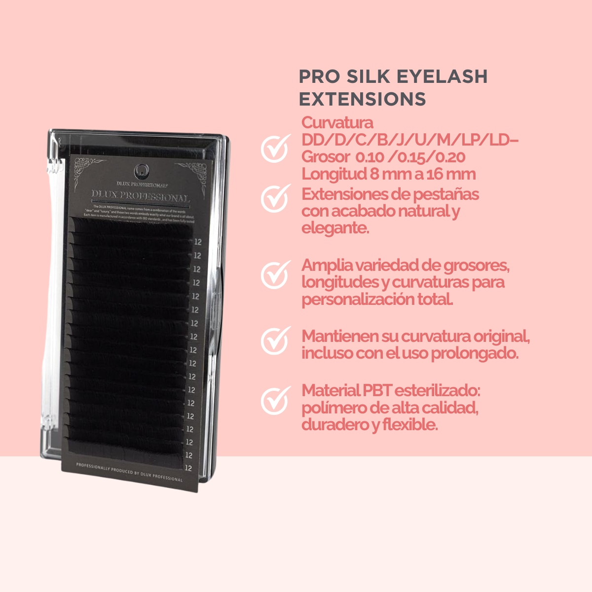 Flat Lash Dlux Professional extensiones de pestañas base plana negro profundo alta gama