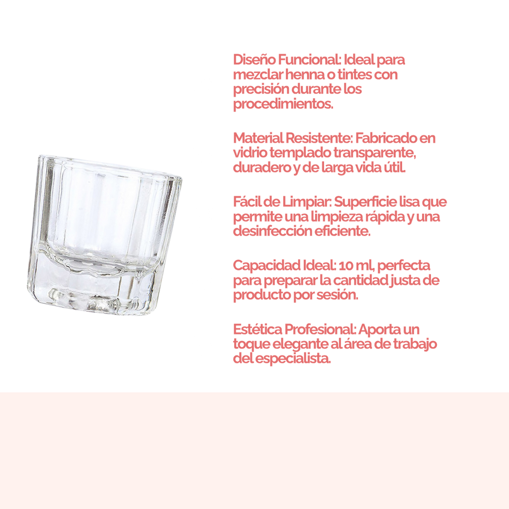 Vaso de vidrio templado para mezclar henna o tinte con base hendidura adicional, herramienta profesional para técnicos de belleza.