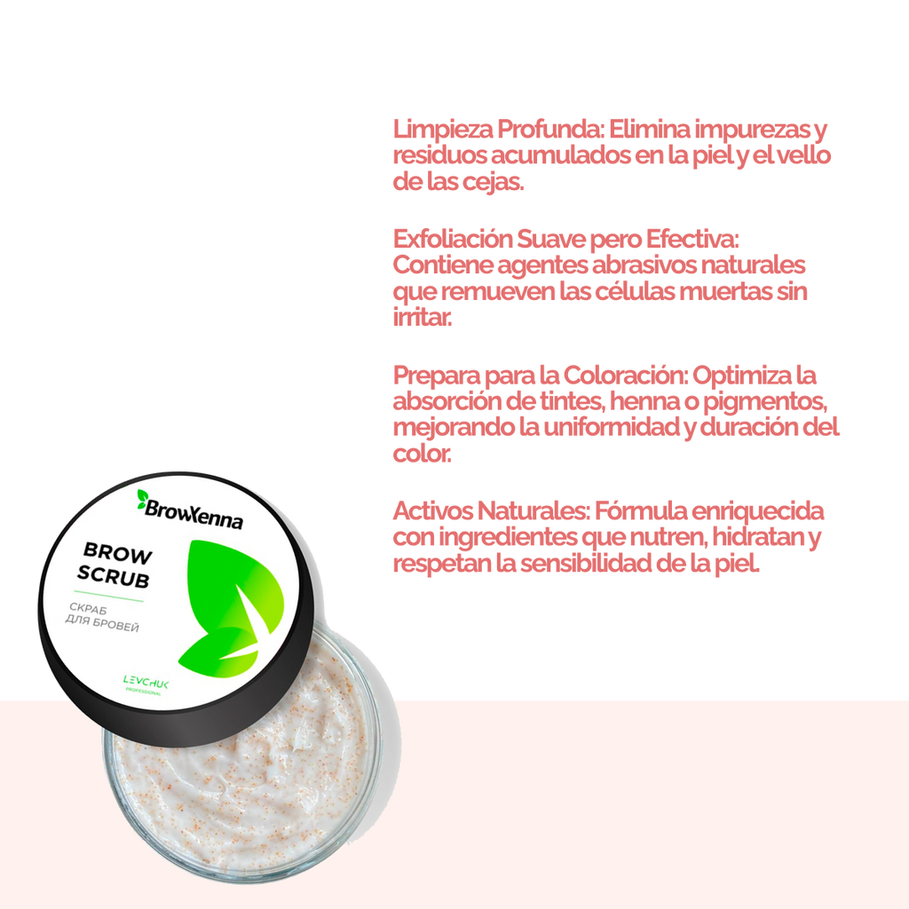 BrowXenna Enzyme Brow Scrub exfoliante profesional cejas limpieza suave pre‑tinte henna salon beauty 50 g envase