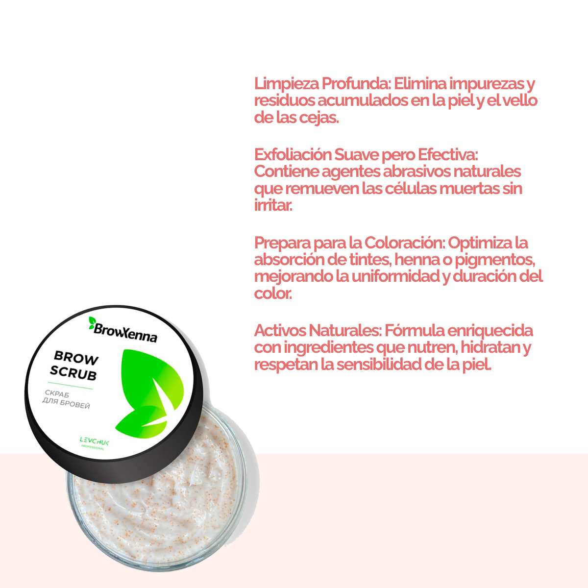 BrowXenna Enzyme Brow Scrub exfoliante profesional cejas limpieza suave pre‑tinte henna salon beauty 50 g envase