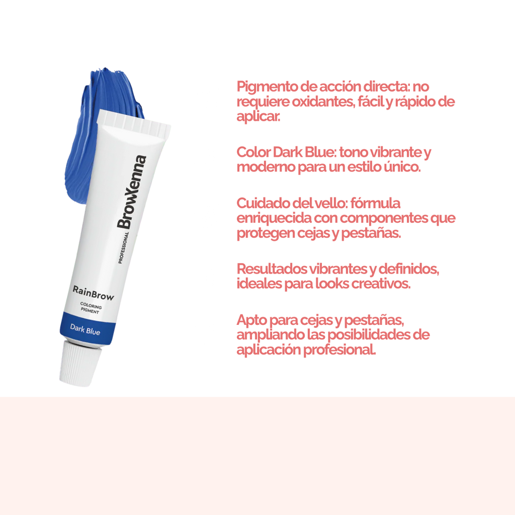 Frasco de 30 ml de Pigmento Directo BrowXenna RainBrow para cejas – fórmula sin oxidante, con textura cremosa y tonos vibrantes para tintado preciso.
