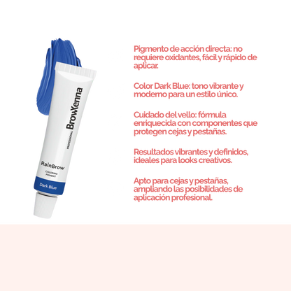 Frasco de 30 ml de Pigmento Directo BrowXenna RainBrow para cejas – fórmula sin oxidante, con textura cremosa y tonos vibrantes para tintado preciso.