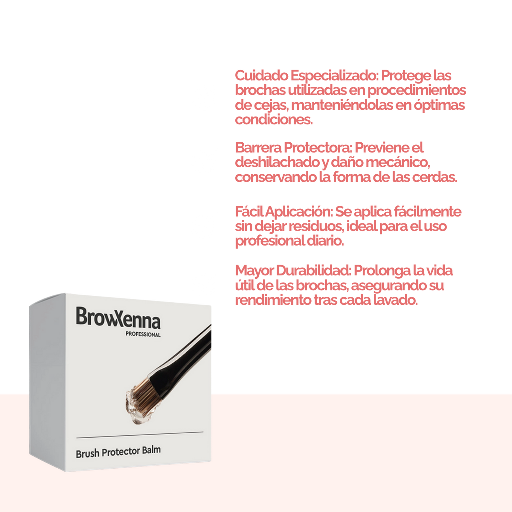 Envase de piel BrowXenna Brush Protector Balm de 17 g, bálsamo sólido profesional para proteger, suavizar y preservar la forma de pinceles después del lavado.