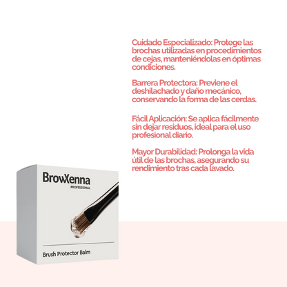 Envase de piel BrowXenna Brush Protector Balm de 17 g, bálsamo sólido profesional para proteger, suavizar y preservar la forma de pinceles después del lavado.