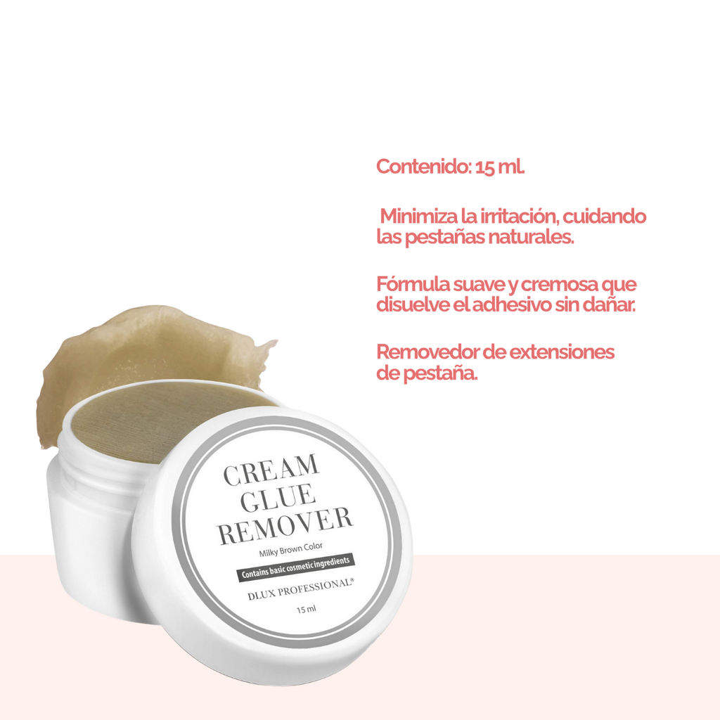 Removedor en crema DLux Pro 15 ml – disuelve adhesivo de extensiones de pestañas sin goteo y con máxima precisión profesiona