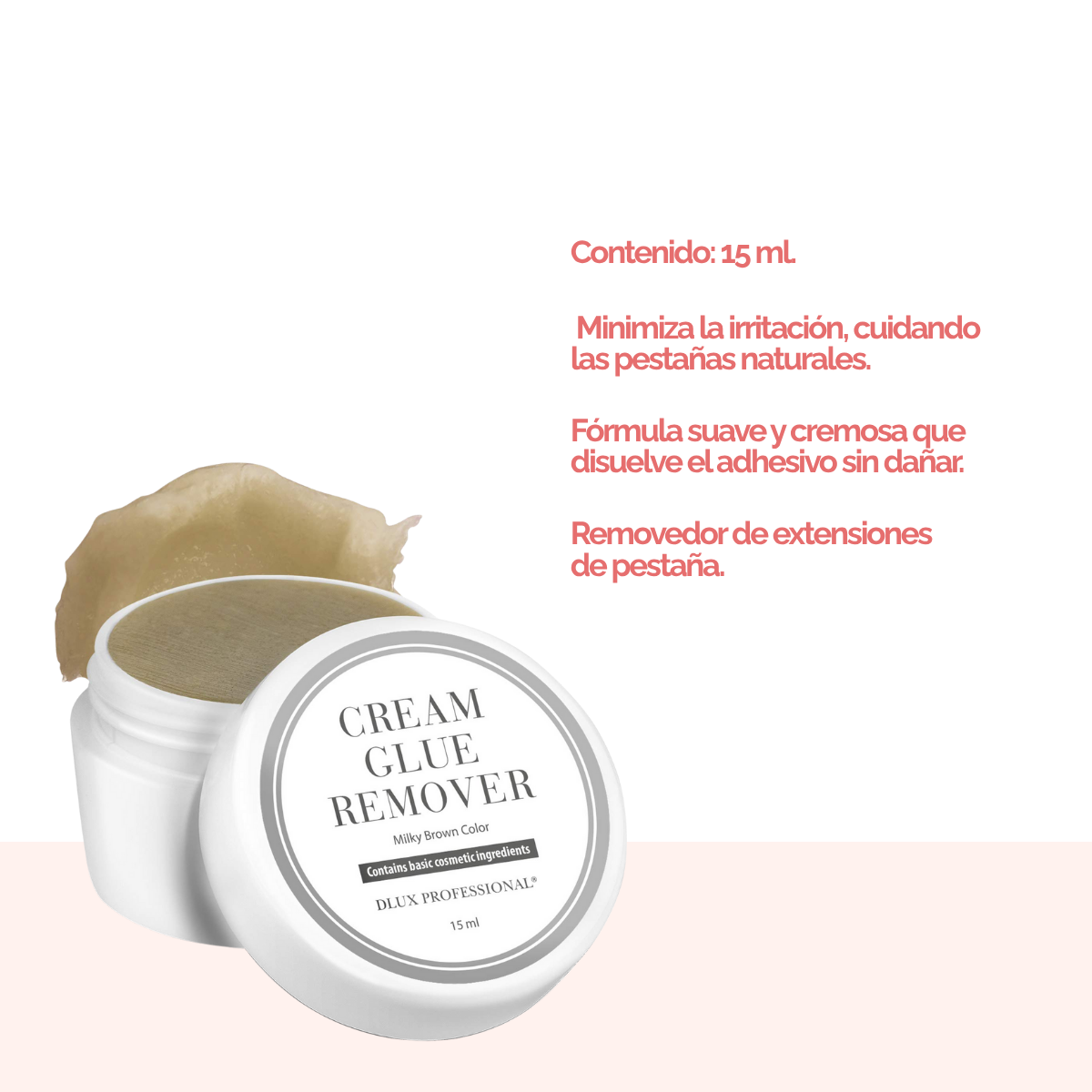 Removedor en crema DLux Pro 15 ml – disuelve adhesivo de extensiones de pestañas sin goteo y con máxima precisión profesiona