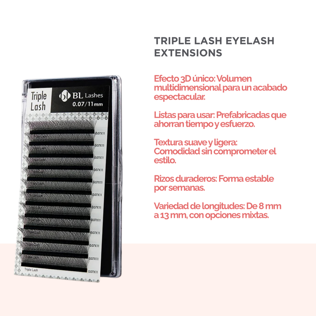 Extensión de pestaña Triple Lash- Volumen Tecnológico Curvatura C