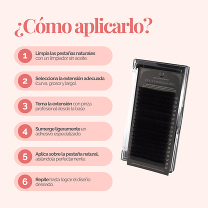 Flat Lash Dlux Professional extensiones de pestañas base plana negro profundo alta gama