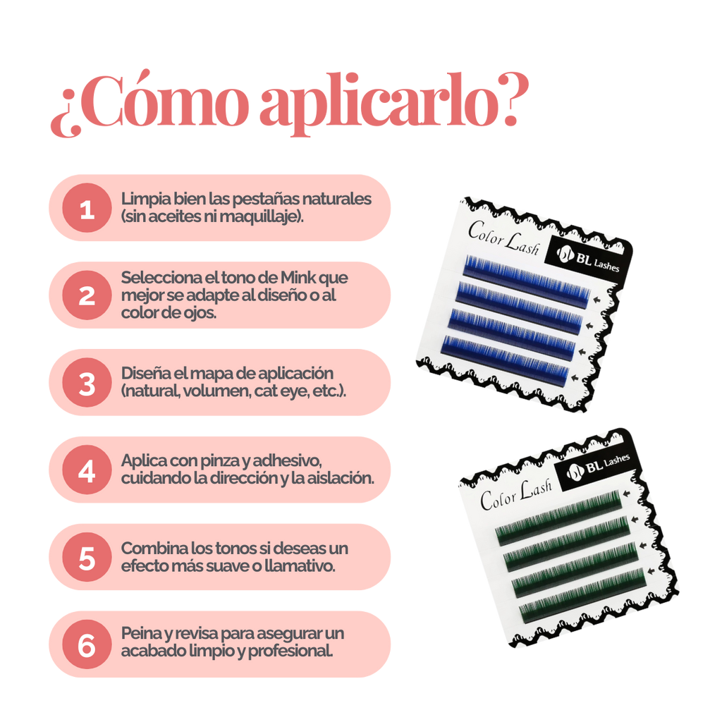Extensiones de Pestañas Color Mink - Azul y Verdes (4 líneas) - BL Lashes