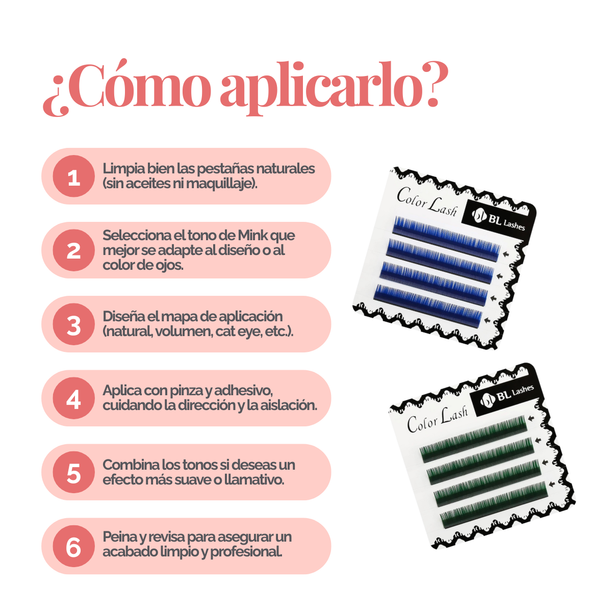 Extensiones de Pestañas Color Mink - Azul y Verdes (4 líneas) - BL Lashes