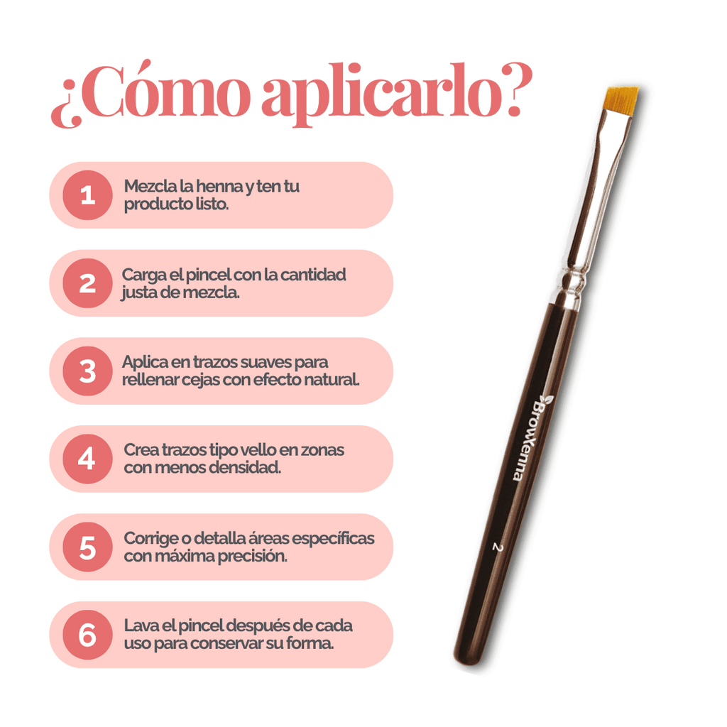 Brush superfine #2, BrowXenna® cerdas ultra finas y mango ergonómico diseñados para aplicación precisa de henna y maquillaje en cejas para técnicos de belleza exigentes.