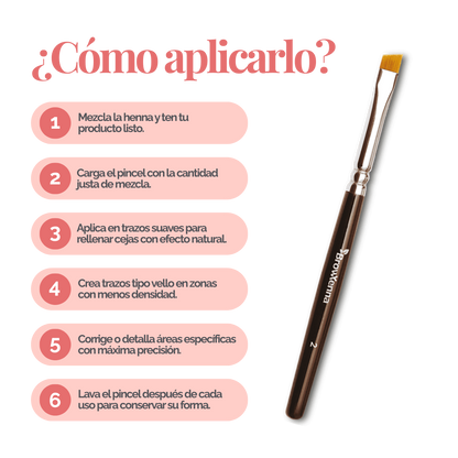 Brush superfine #2, BrowXenna® cerdas ultra finas y mango ergonómico diseñados para aplicación precisa de henna y maquillaje en cejas para técnicos de belleza exigentes.