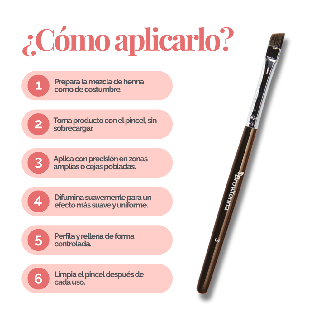 Brush superfine #3, BrowXenna® cerdas ultra finas y mango ergonómico diseñados para aplicación precisa de henna y maquillaje en cejas para técnicos de belleza exigentes.