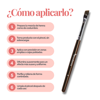 Brush superfine #3, BrowXenna® cerdas ultra finas y mango ergonómico diseñados para aplicación precisa de henna y maquillaje en cejas para técnicos de belleza exigentes.