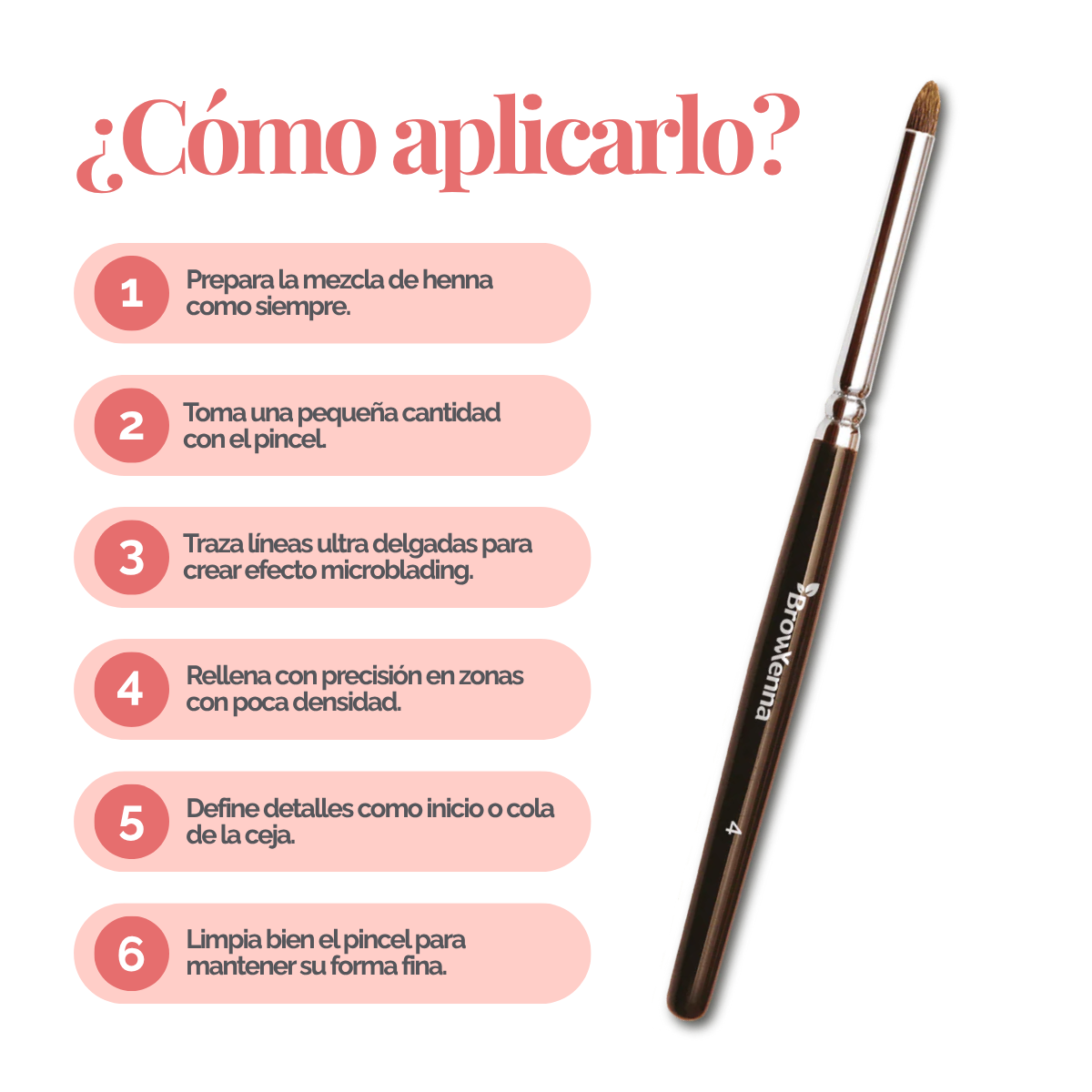 Brush superfine #4, BrowXenna® cerdas ultra finas y mango ergonómico diseñados para aplicación precisa de henna y maquillaje en cejas para técnicos de belleza exigentes.