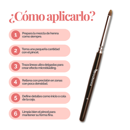 Brush superfine #4, BrowXenna® cerdas ultra finas y mango ergonómico diseñados para aplicación precisa de henna y maquillaje en cejas para técnicos de belleza exigentes.
