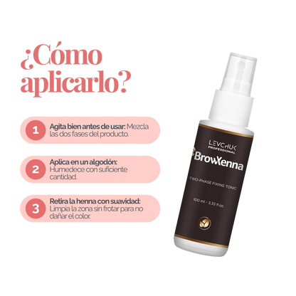 Two Phase Tonic BrowXenna 100 ml-solución bifásica profesional para eliminar henna y tintes de cejas de forma efectiva, suave e hidratante, ideal para preparaciones y correcciones en cabina.