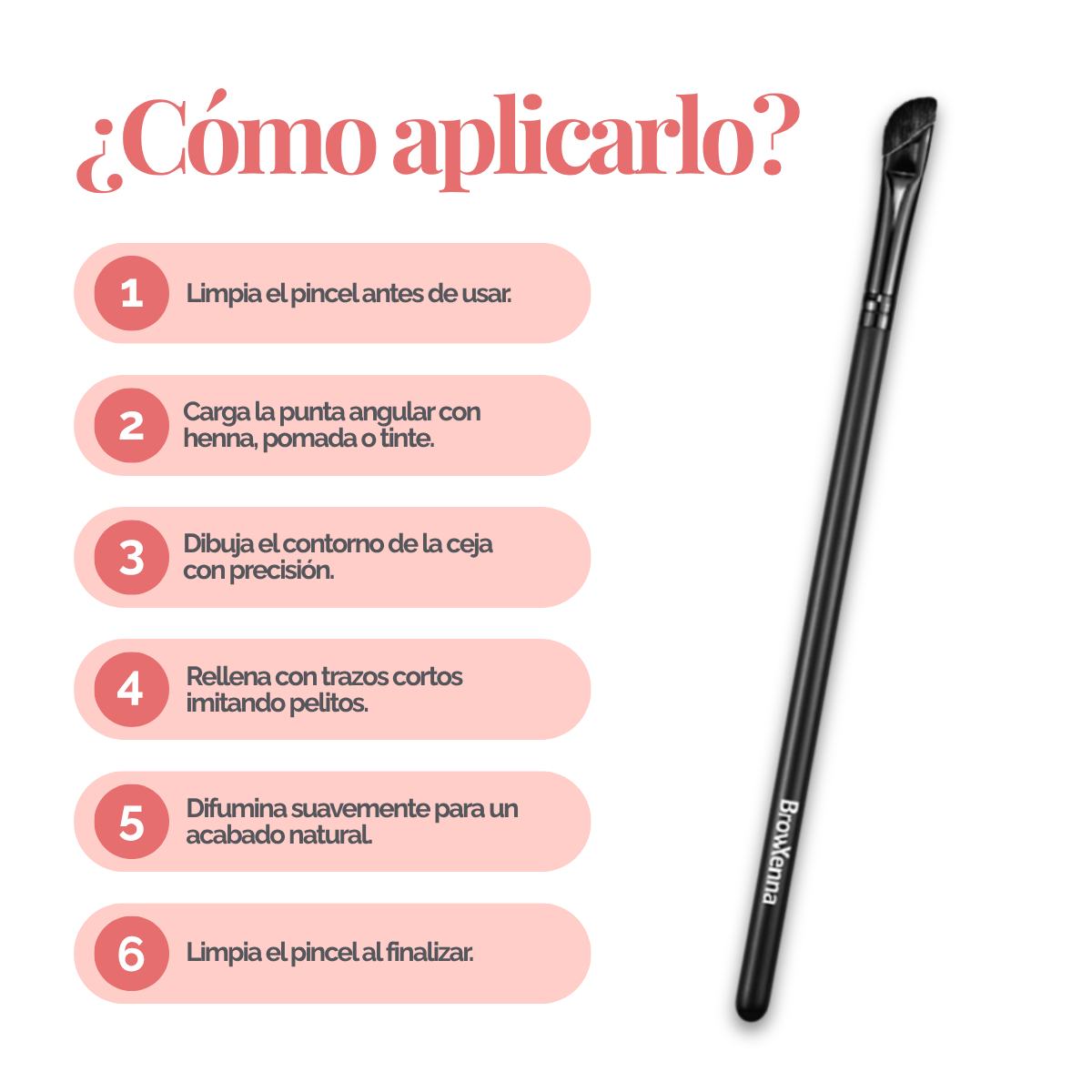 Eyebrow brush #9 "Saber" BrowXenna® 
cerdas ultra finas y mango ergonómico diseñados para aplicación precisa de henna y maquillaje en cejas para técnicos de belleza exigentes.