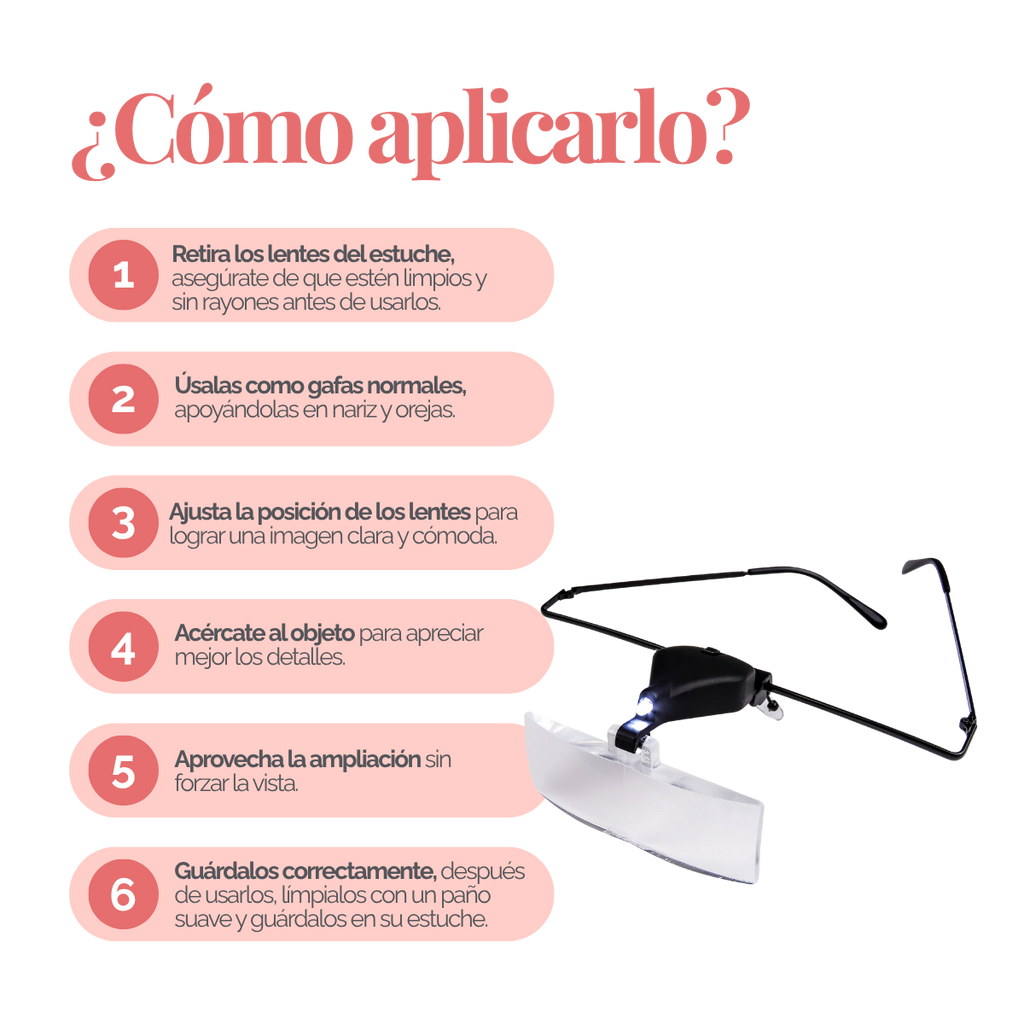 Magnifier Glass DLUX Professional – Lupa iluminada con LEDs para extensiones de pestañas