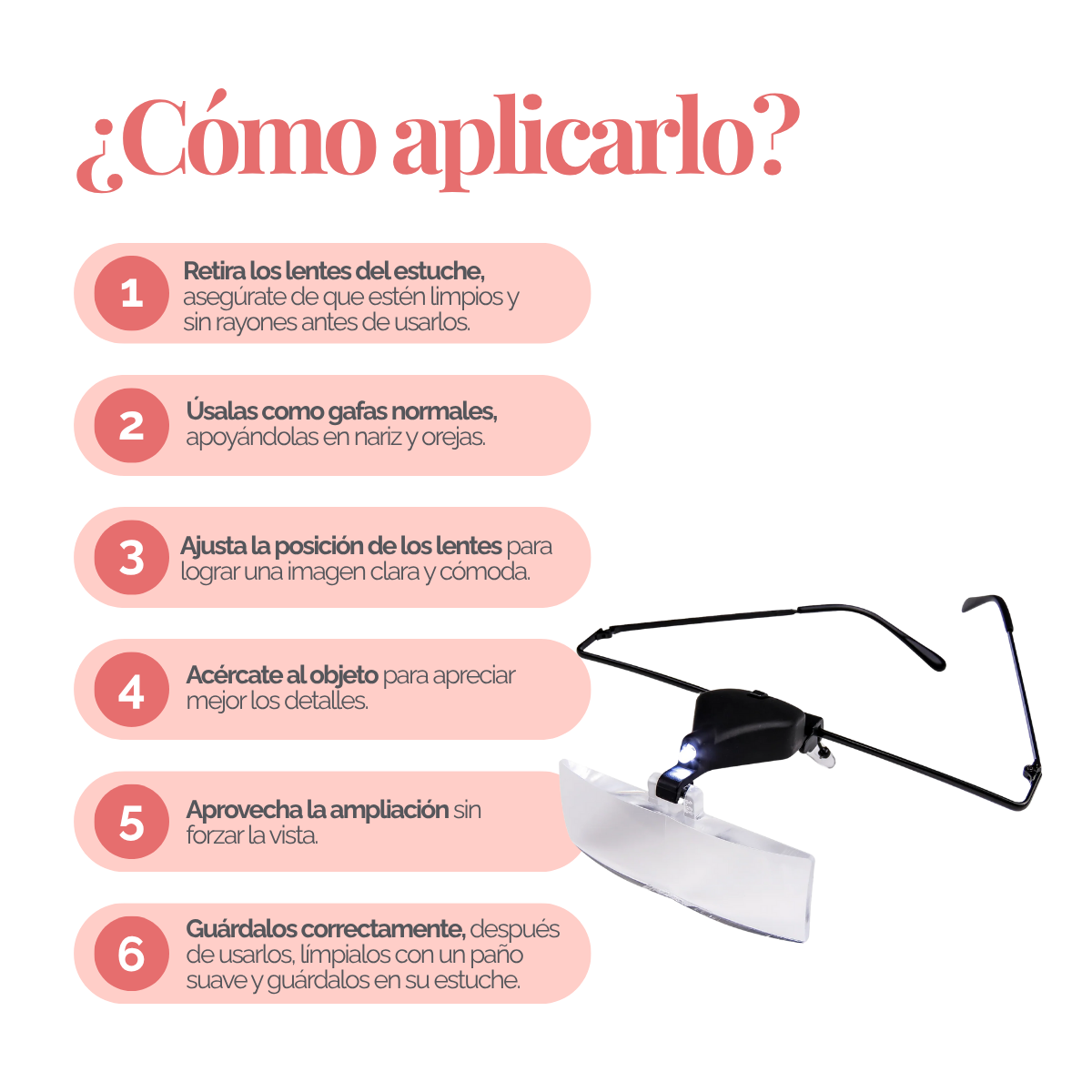 Magnifier Glass DLUX Professional – Lupa iluminada con LEDs para extensiones de pestañas