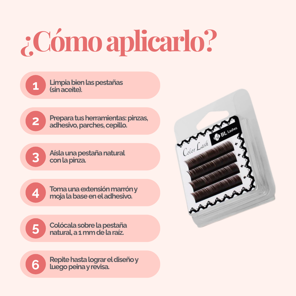 Extensiones Pestañas Color Marron (4 Lineas) - BL Lashes