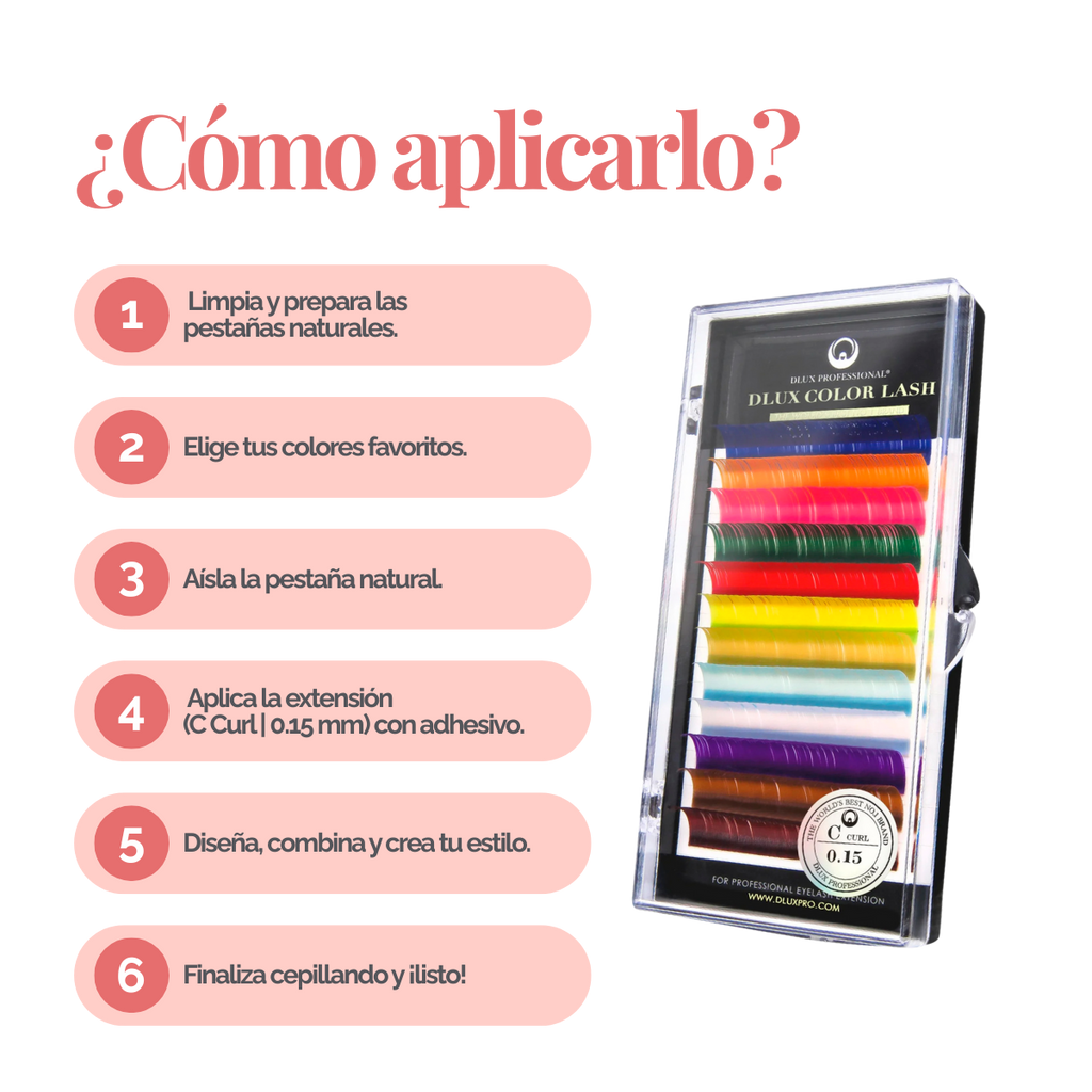 DLUX Professional Color Lash extensiones de pestañas de color premium para look creativo