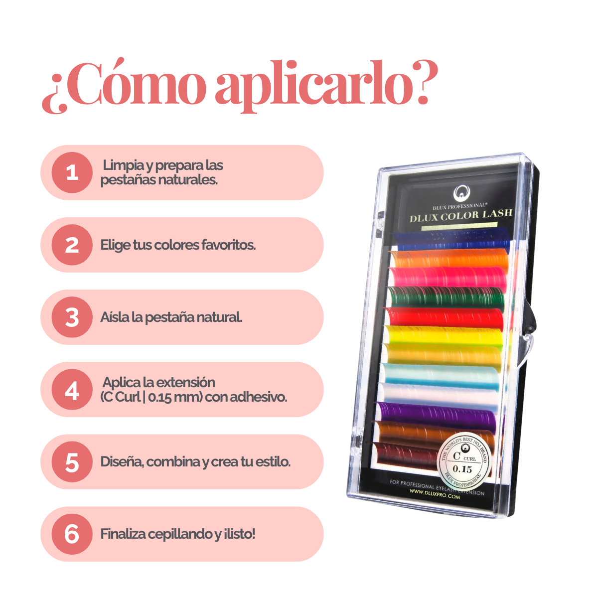 DLUX Professional Color Lash extensiones de pestañas de color premium para look creativo