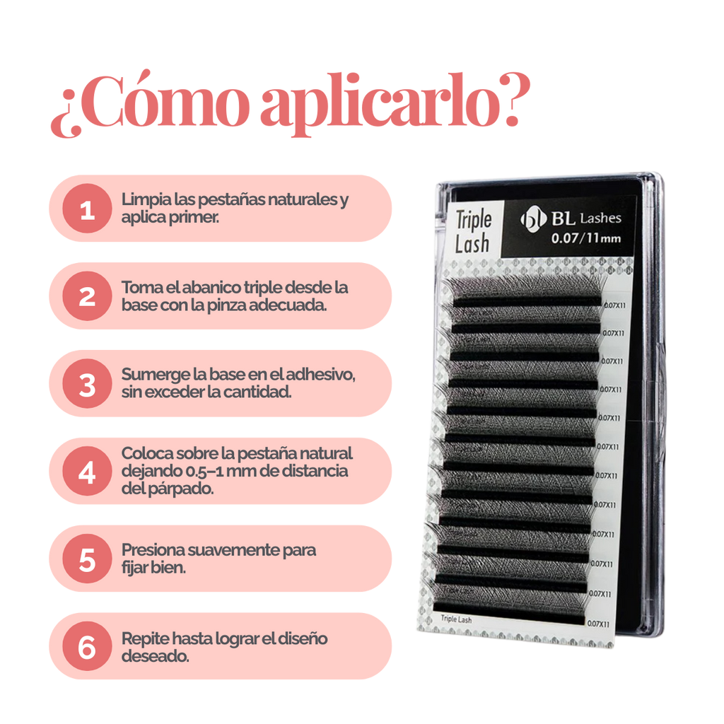 Extensión de pestaña Triple Lash- Volumen Tecnológico Curvatura C
