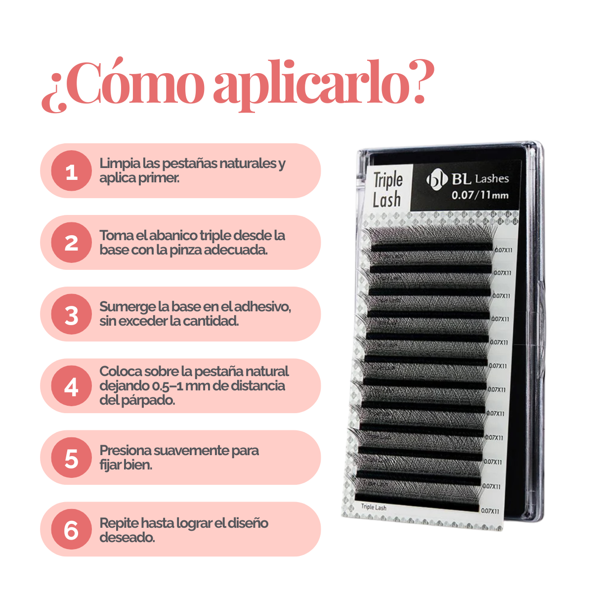 Extensión de pestaña Triple Lash- Volumen Tecnológico Curvatura C