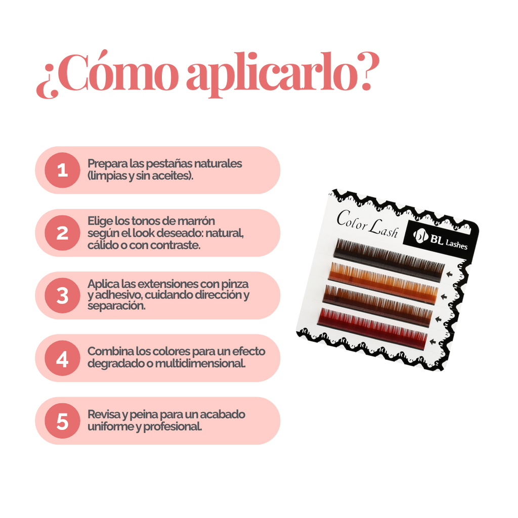 Extensiones de Pestañas Color Mezcla de Marrones (4 Líneas)