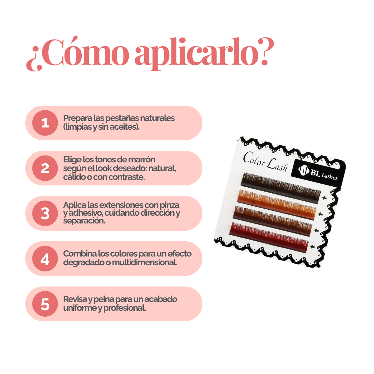 Extensiones de Pestañas Color Mezcla de Marrones (4 Líneas)