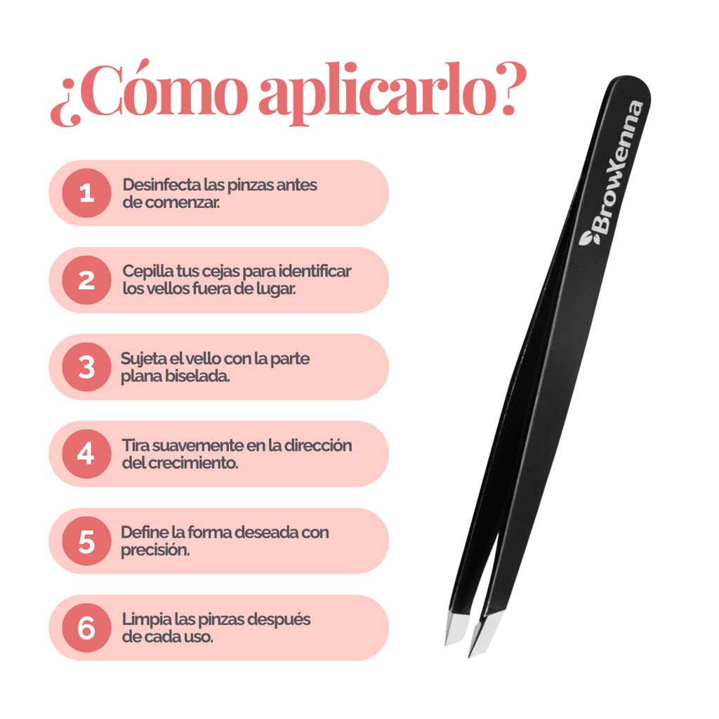 Pinzas Profesionales para Cejas BrowXenna® con punta biselada y afilado manual para depilación de precisión técnica