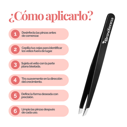 Pinzas Profesionales para Cejas BrowXenna® con punta biselada y afilado manual para depilación de precisión técnica