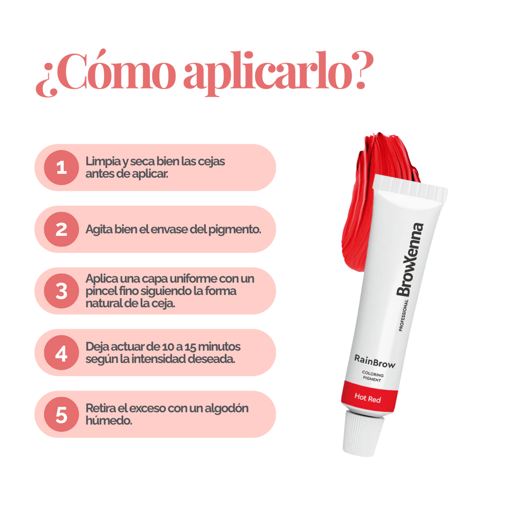 Frasco de 30 ml de Pigmento Directo BrowXenna RainBrow para cejas – fórmula sin oxidante, con textura cremosa y tonos vibrantes para tintado preciso.